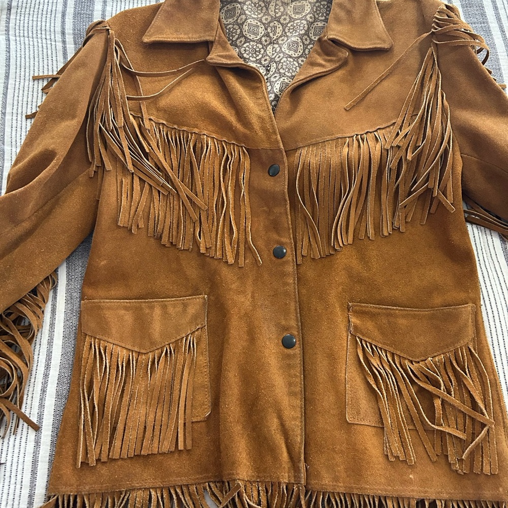 Vintage Tan Fringe Utility Jacket - Picture 2 of 9